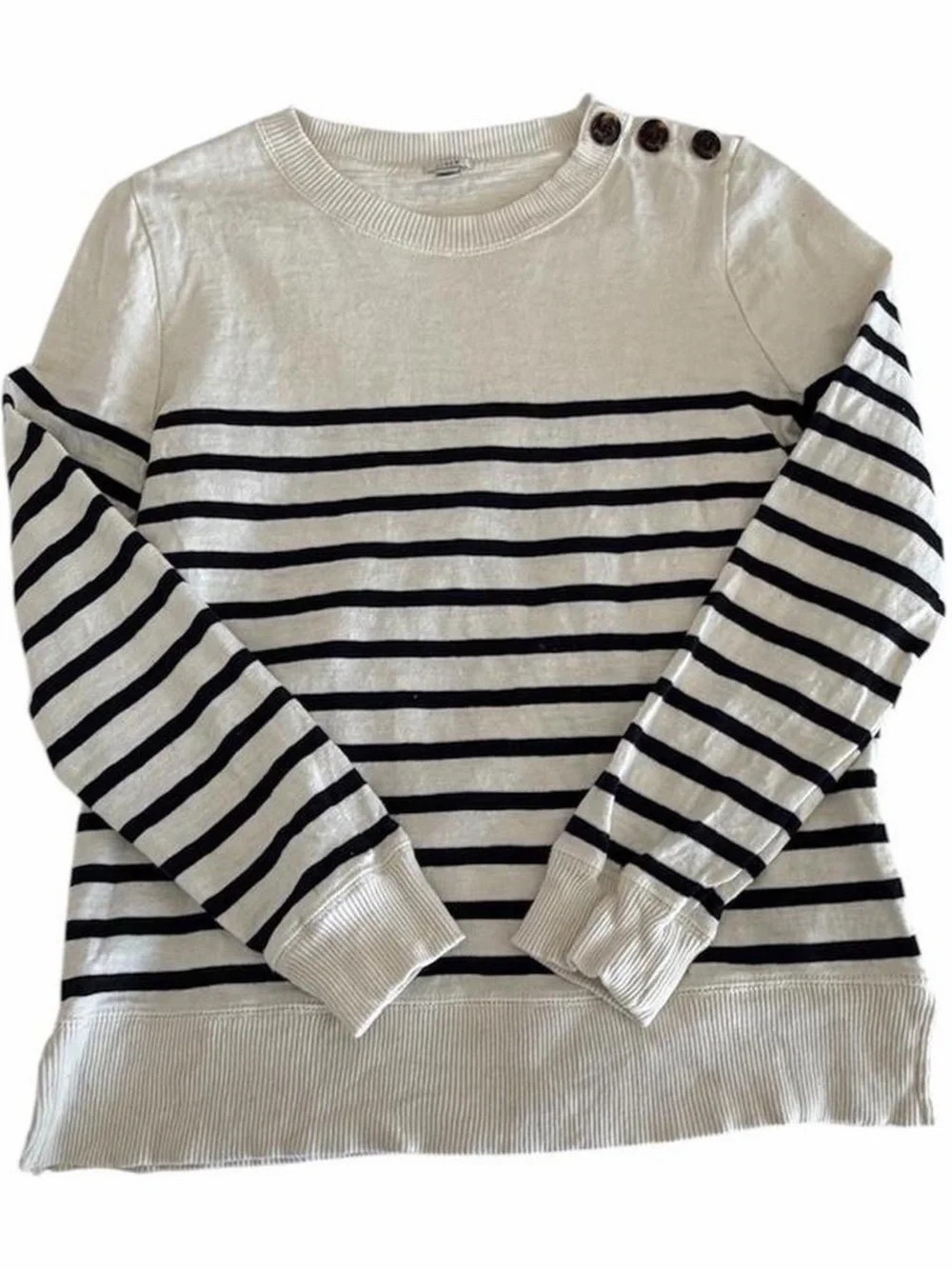 J.Crew Striped Button-Shoulder Sweater